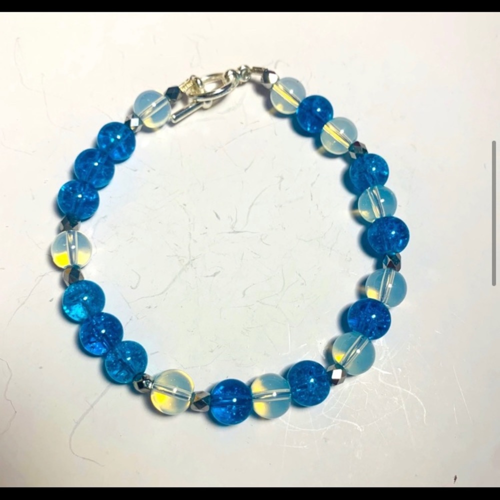 moonstone and blue bracelet